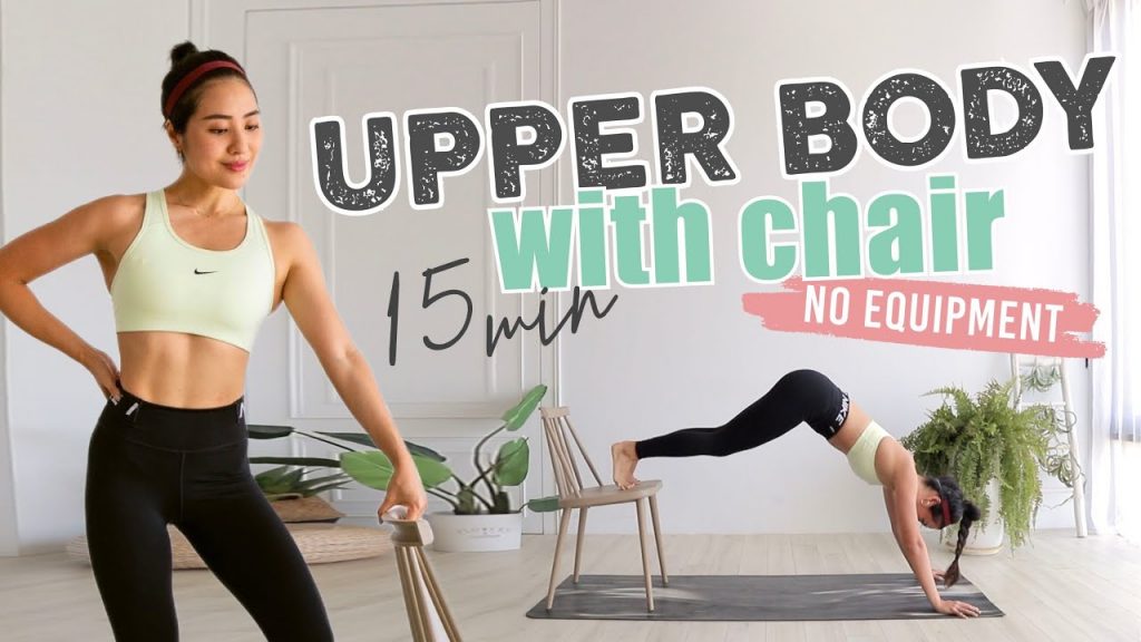15分鐘徒手居家進階上肢運動🔥針對胸背三頭核心(不需啞鈴、僅需一張椅子) 15 min upper body workout with only one chair!