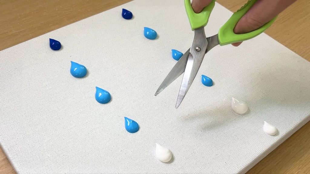 Painting Winter / Acrylic Painting with Scissors / Drawing Mountains