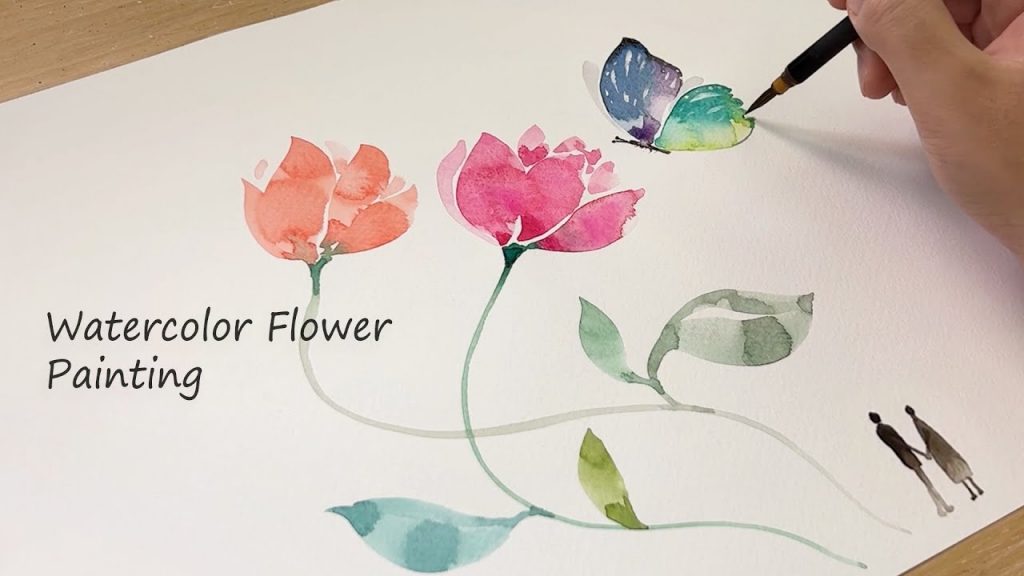 Watercolor flower painting / Drawing a dreamy butterfly