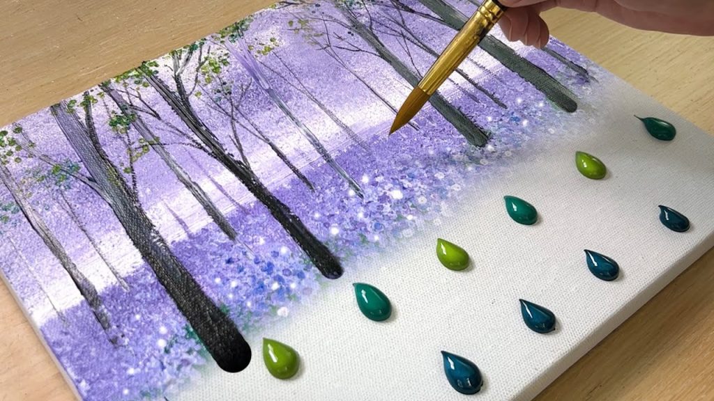 Lavender Flower Forest / Easy Acrylic Painting Technique