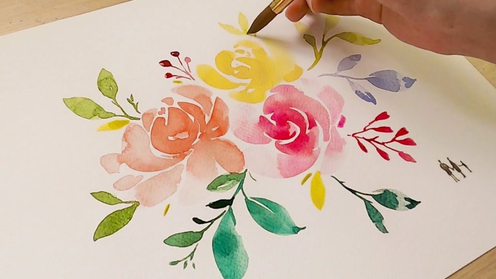 Watercolor Rose Painting / Drawing a Happy Family