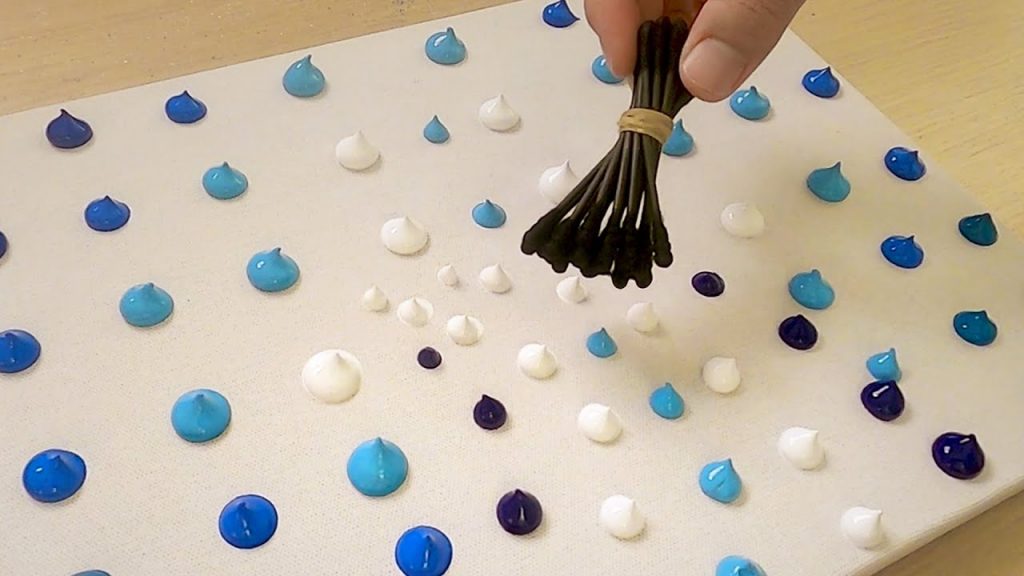 How to Draw a Man Walking Dog / Blue Acrylic Painting Texture