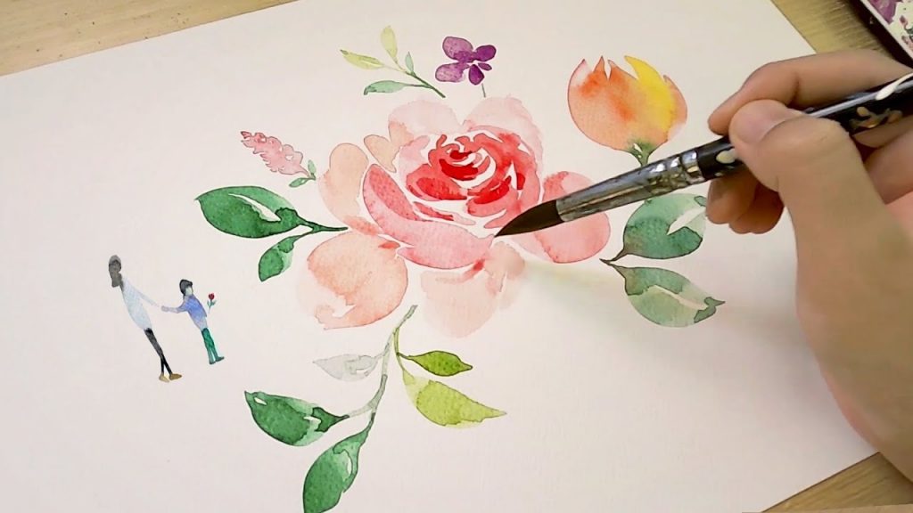 Watercolor Rose Painting / A Gift for Dad