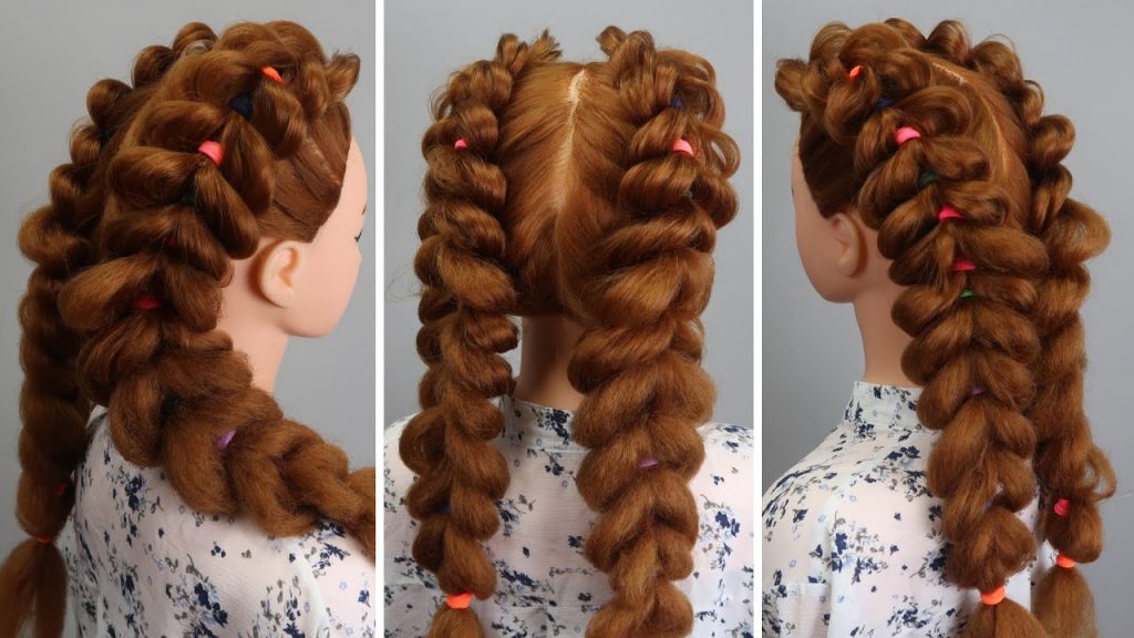 Easy Hairstyle For Girls With Colored Hair Bands! 👀 Braided Back To School HEATLESS Hairstyle