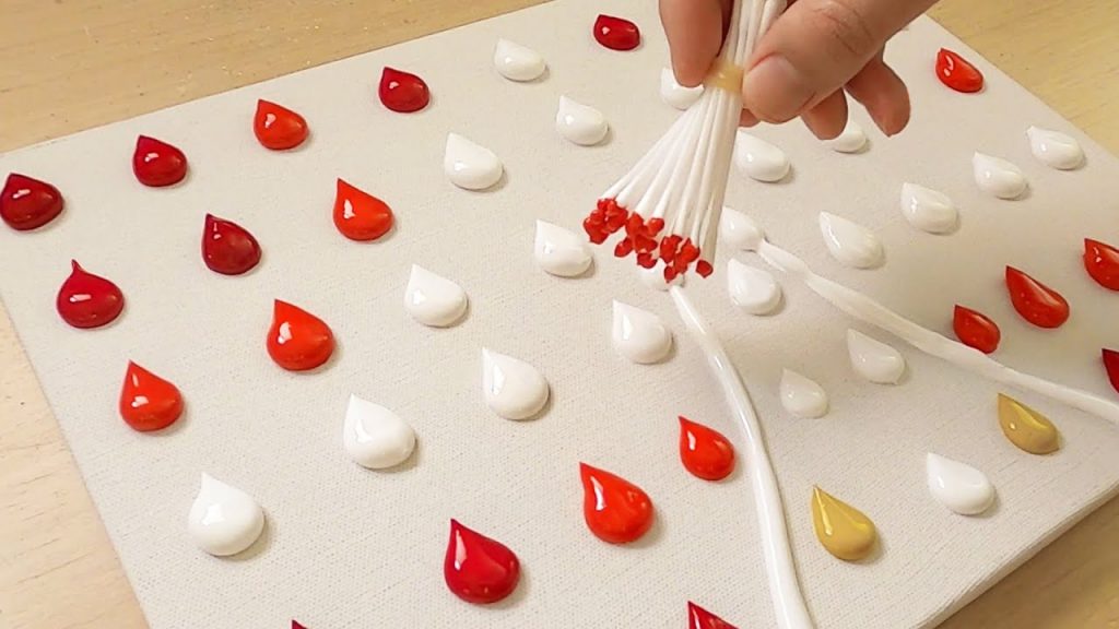 How to Draw a Man Walking Dog / Red Acrylic Painting