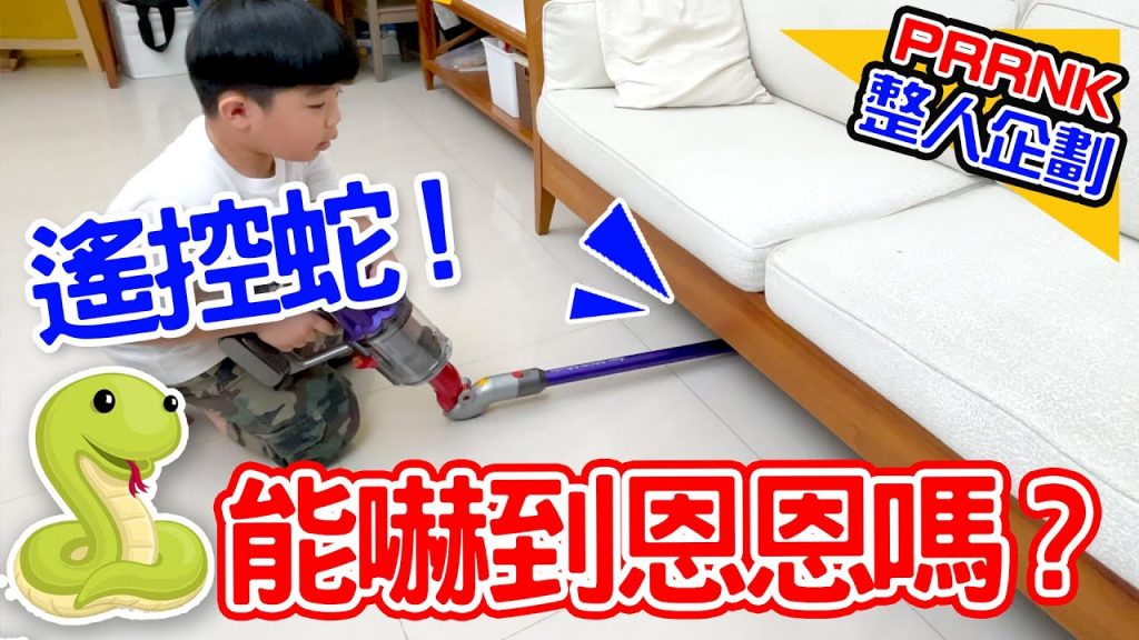 | 整人PRANK | 趁恩恩打掃時,遙控小蛇衝出來恩恩會被嚇到嗎😆 ft.Dyson – 恩恩老師Ean TV