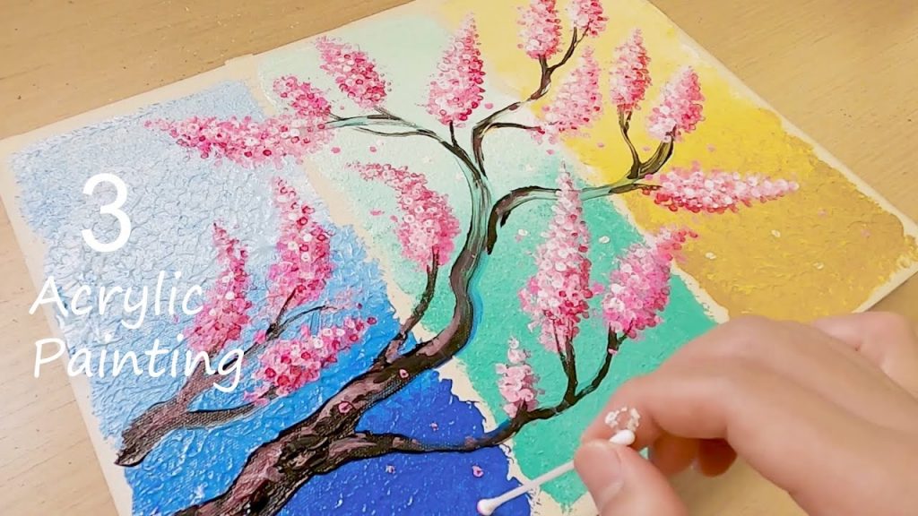 How to Paint 3 Pieces Acrylic Painting on One Canvas