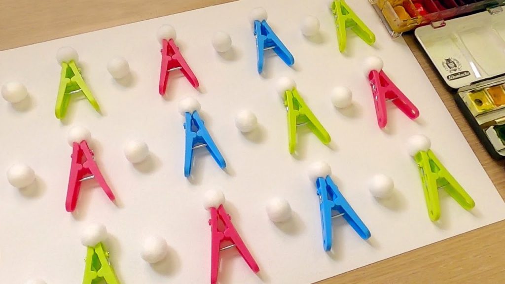 How to paint a tree using plastic clothespins / Watercolor / Painting technique