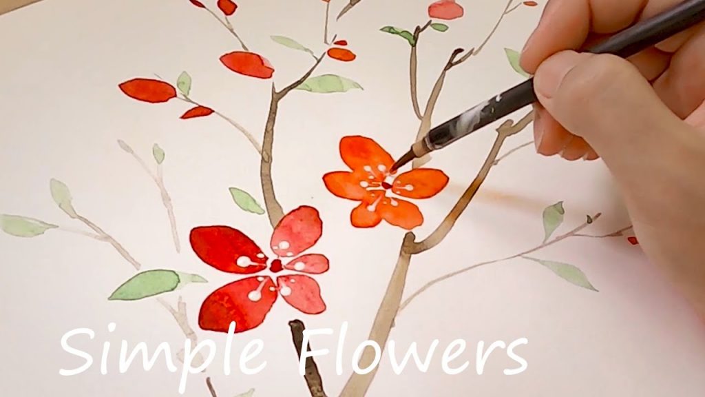Beginner Watercolor Flowers Painting / Simple flower tree
