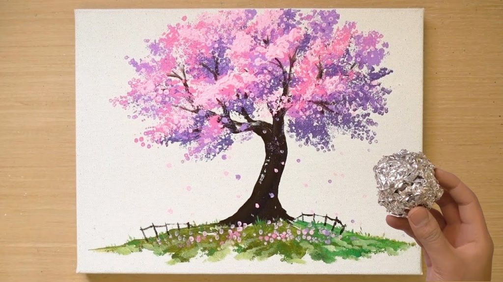Aluminum painting technique | How to paint a cherry blossom tree