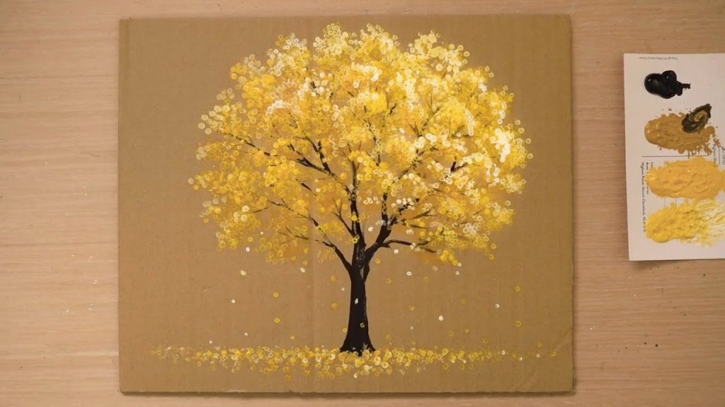 Paint on ‘Cardboard Box’ / Tree painting technique
