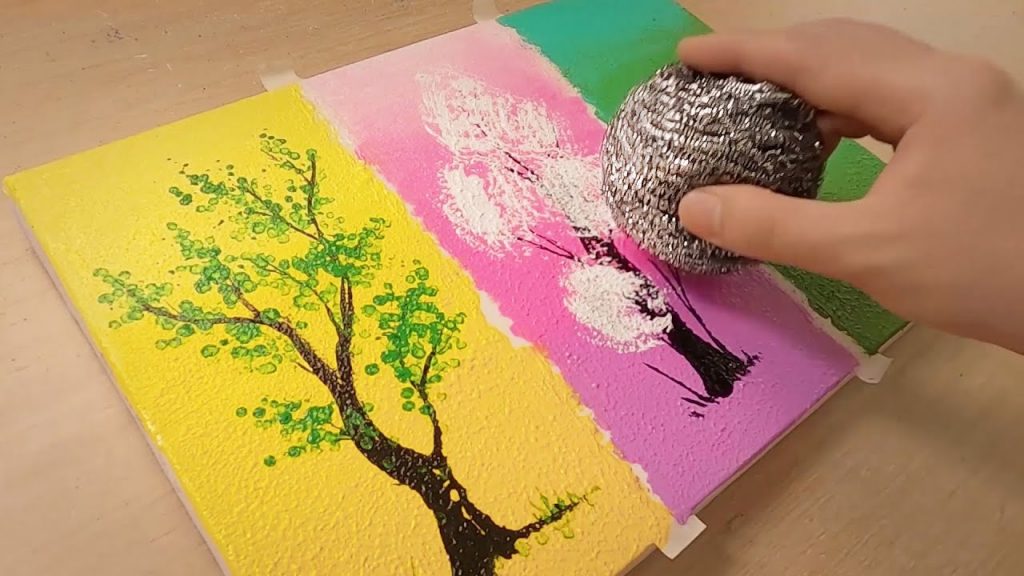 How to paint 3 different trees for beginners / Painting with 3 tools / Special creative art