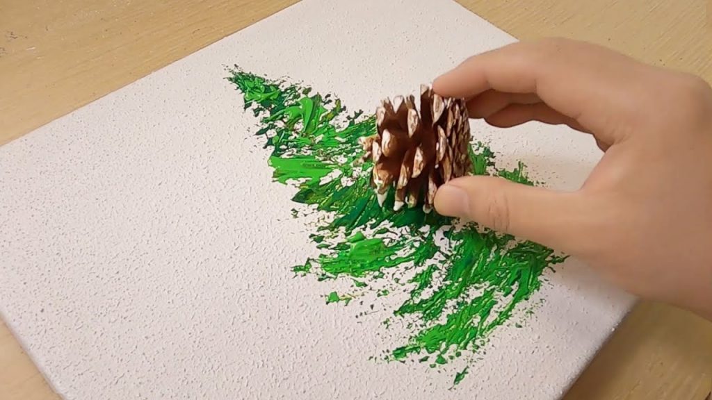 Pine cone painting technique / Christmas tree painting / Acrylic painting