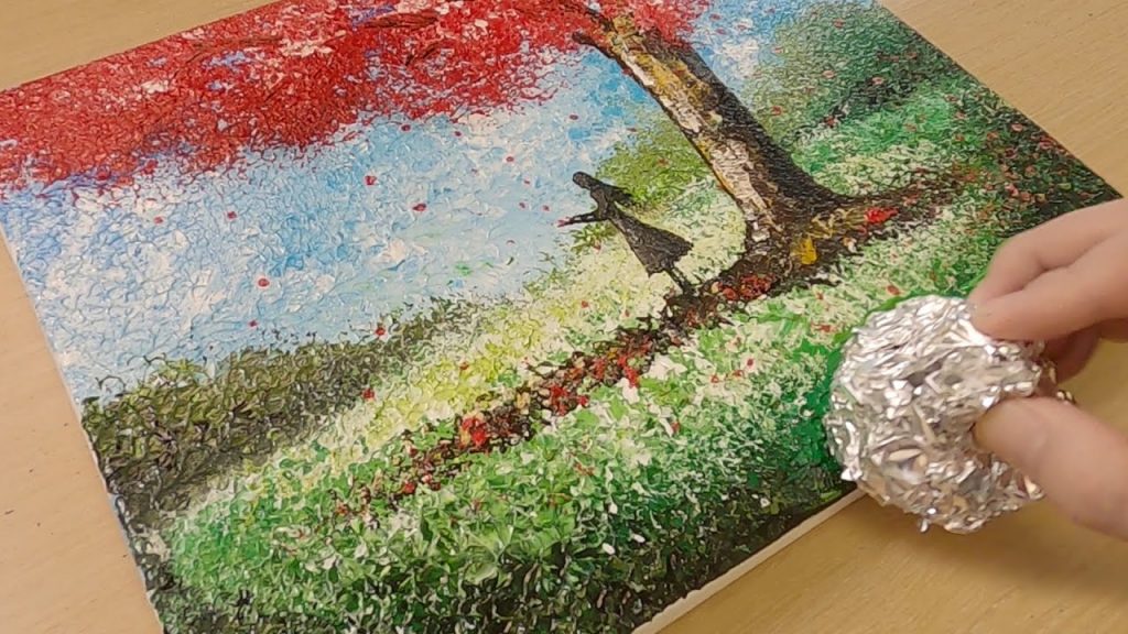 Aluminum painting technique / How to paint a girl under tree / Easy creative art