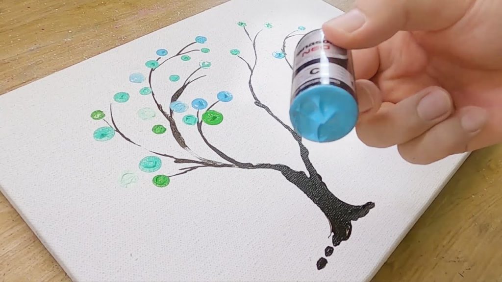 Painting with Recycled Batteries / Simple Acrylic Painting Technique for Beginners