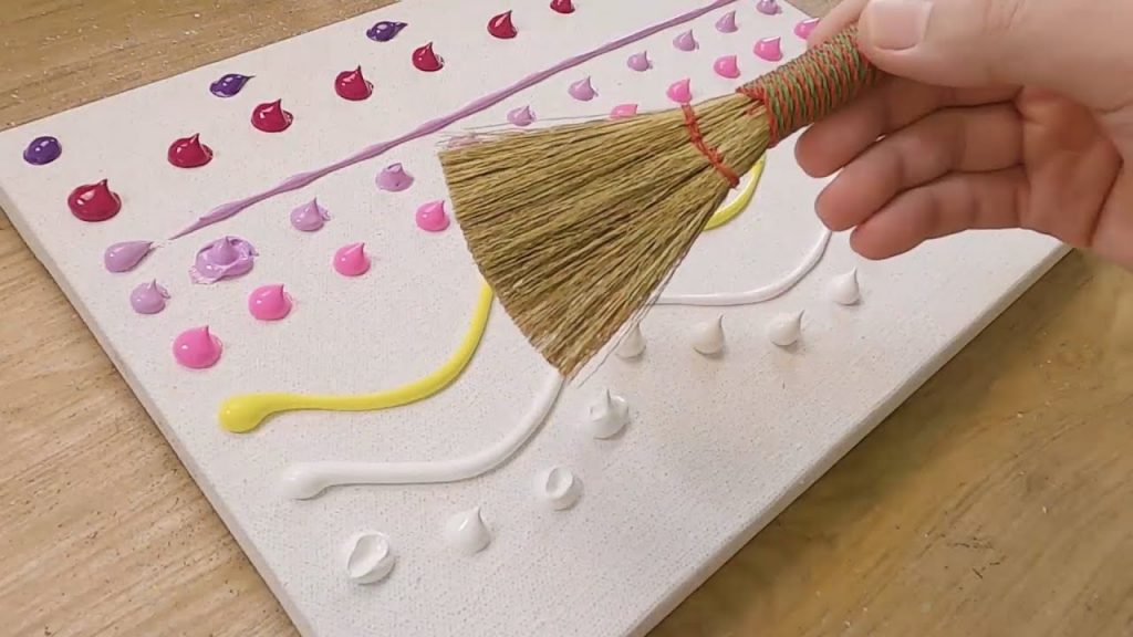 Easy painting using Mini Broom / How to draw a moonlight girl looking at whale constellation