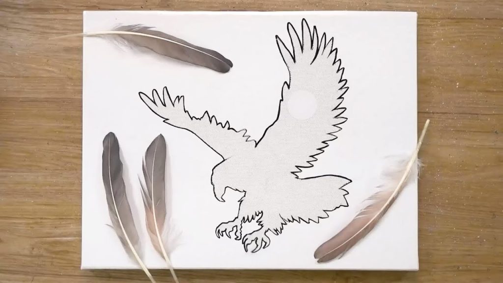 Painting Using Eagle feathers / Texture Painting Technique / Label paper painting