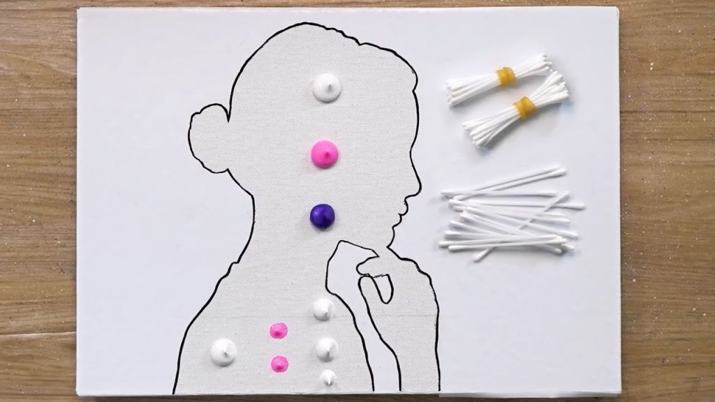 Immersed in a Cherry Blossom / Cotton Swab Painting Technique / Label Paper Sticker Painting