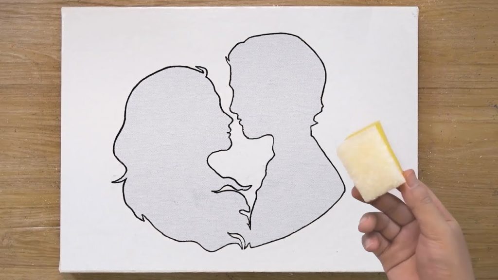 Grey Love / Sponge Painting Technique / Label Paper Sticker Painting