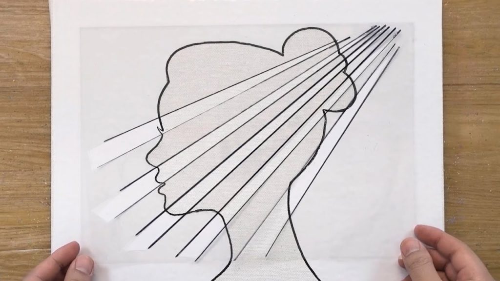 Girl’s Inner World / OHP Film Painting Technique / Easy Masking tape painting