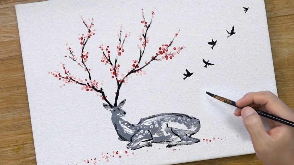 Resting Deer / Acrylic Painting on Canvas #484