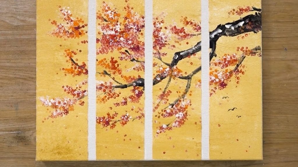 4 Piece Painting / Cotton Swabs Painting Technique #481