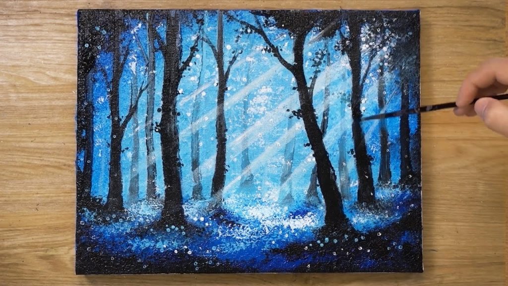 Blue Forest at Dawn / OHP Film Painting Technique #457
