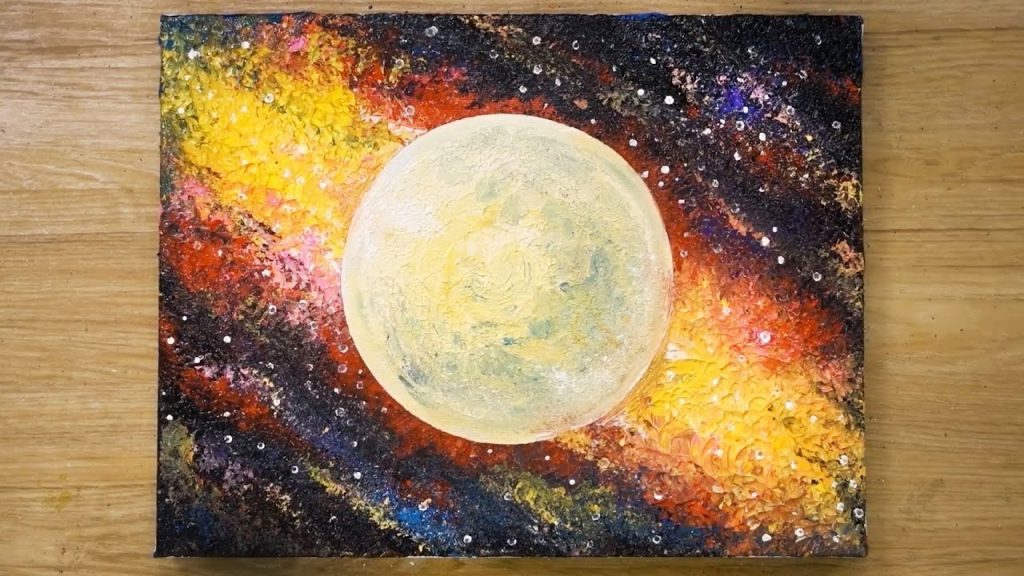 How to Paint a Galaxy Moon / Daily Painting Technique #416