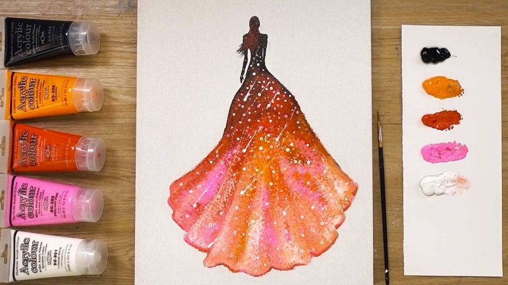 Starlight Dress Painting for Beginners / Daily Painting Technique #413