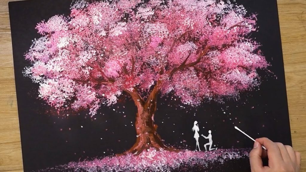 Bath Sponge & Q-tips Painting Technique / How to draw Romantic couple