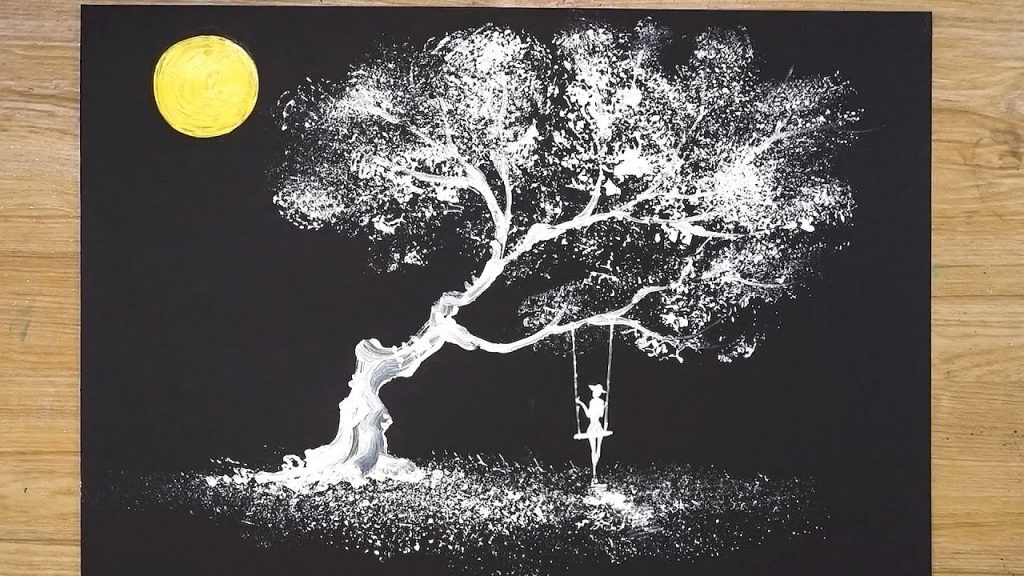 White Aluminum Painting Techniques / How to draw a girl on swing