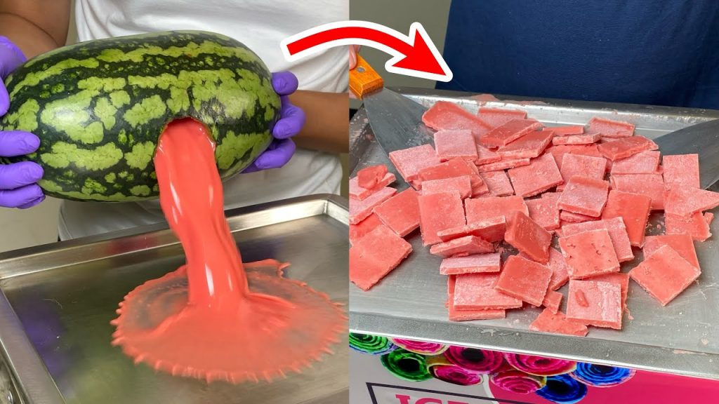 如何製作美味的西瓜牛奶炒冰! How to Make Delicious Watermelon Milk Fried Ice!