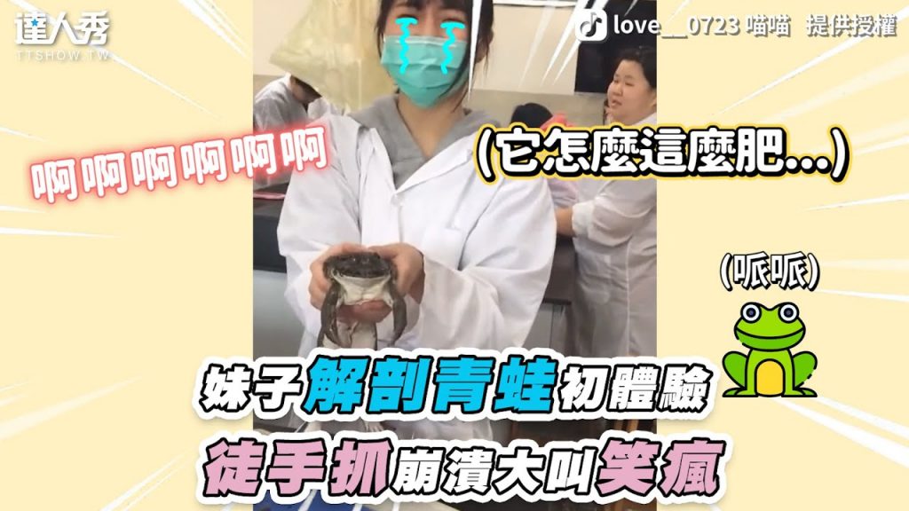 【妹子解剖青蛙初體驗 徒手抓崩潰大叫笑瘋】|抖音|love__0723喵喵
