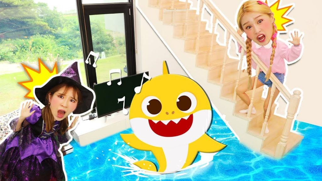 家裡出現了好多鯊魚?快從家裡逃出去躲避鯊魚吧!逃脫遊戲-基尼