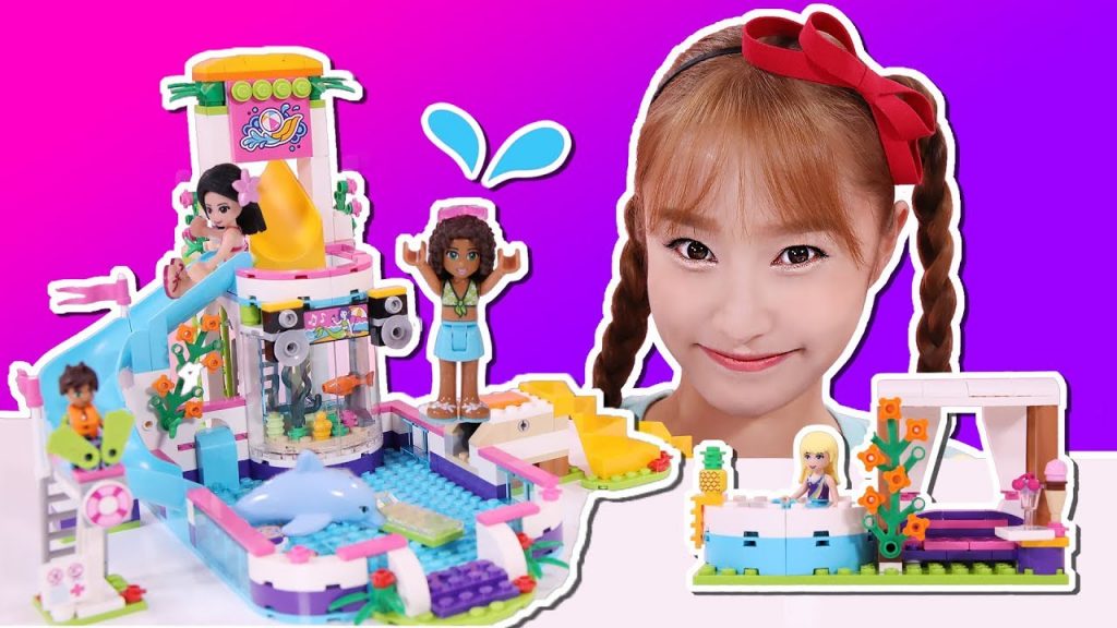 哇~夏天到了!樂高朋友們心湖城水上滑梯游泳池套裝玩具-基尼