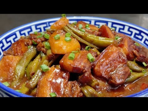 廚師長教你五花肉燉豆角家常做法,步驟詳細,軟爛入味下酒又下【留意美食】#五花肉燉豆角 #五花肉 #豆角